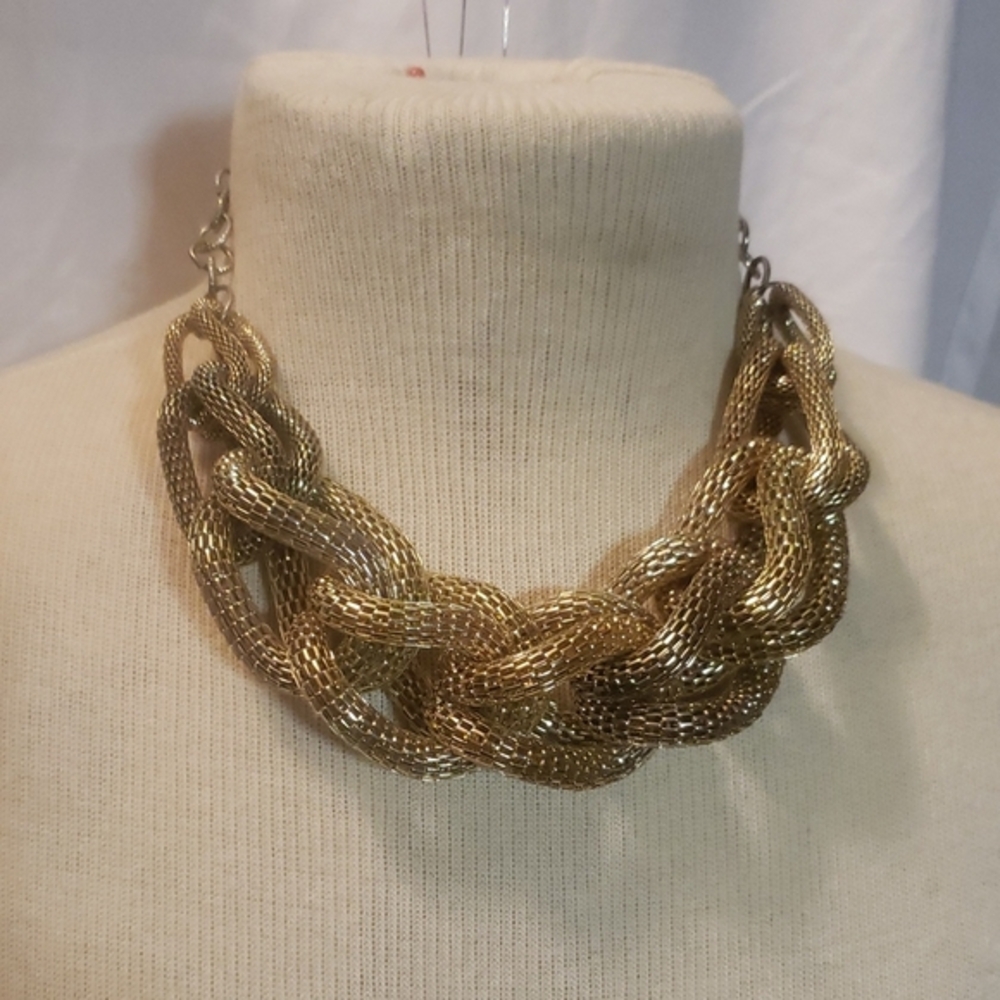 Braided Goldtone Mesh Chain 20" Necklace By Express